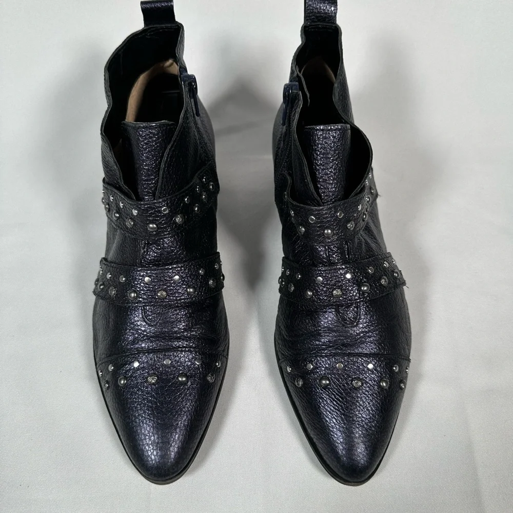 Naturalizer Blissful Studded Navy Metallic Booties Woman Size USA 8.5